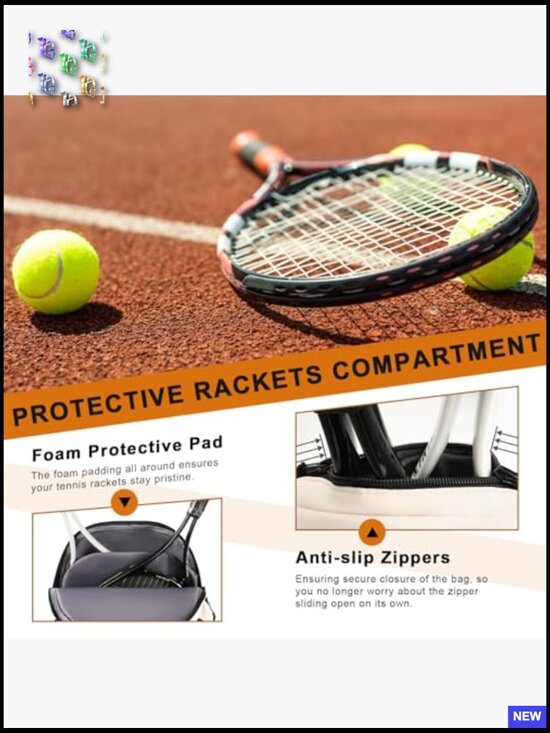 2 Racket Tennis Backpack with Shoe Compartment Waterproof Pickleball Bag main image 4
